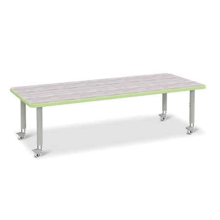 Jonti-Craft Berries Rectangle Activity Table, 30 in. x 72 in., Mobile, Driftwood Gray/Key Lime/Gray 6413JCM451